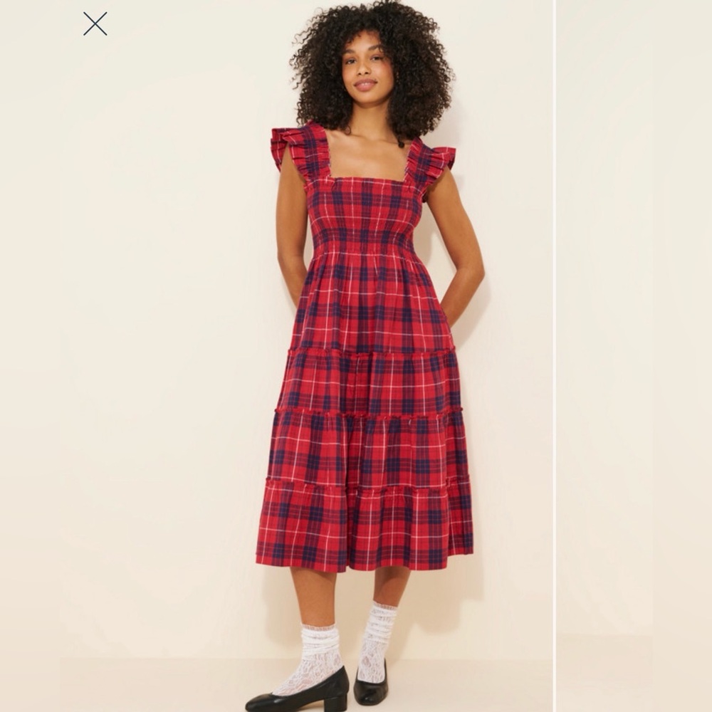 Hill House Ellie Nap Dress Red Plaid Size M